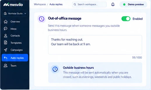 Auto replies — how it works, demo data