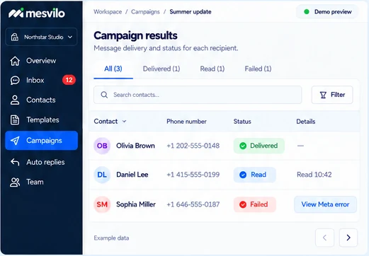 Campaigns & reports — how it works, demo data