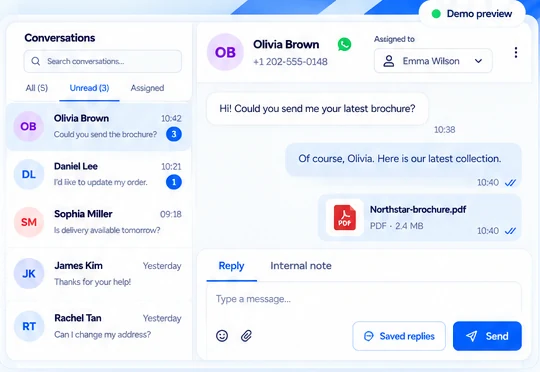 Shared inbox — product preview with demo data