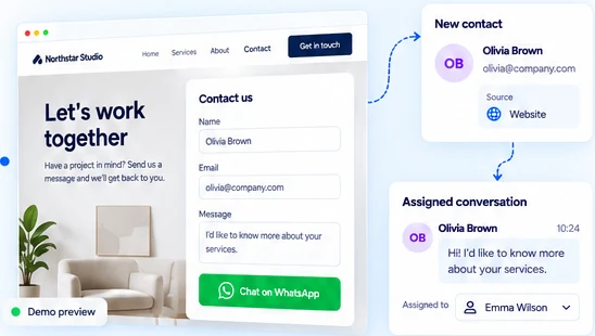 Web Form & Click-to-Chat — product preview with demo data